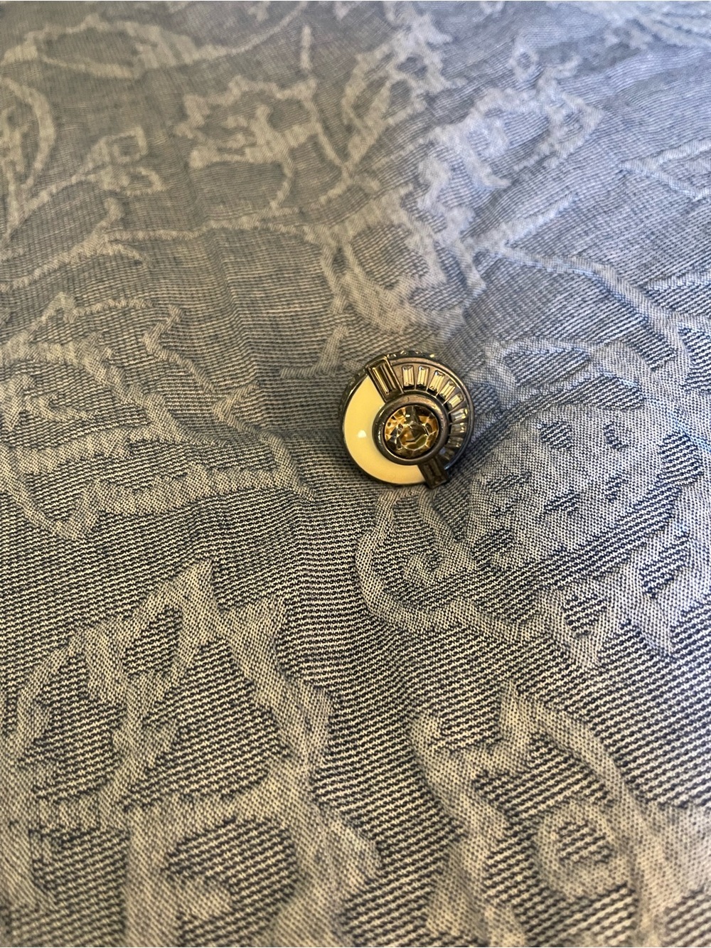 Lia Sophia Cream and Silver Decorative Button Accent